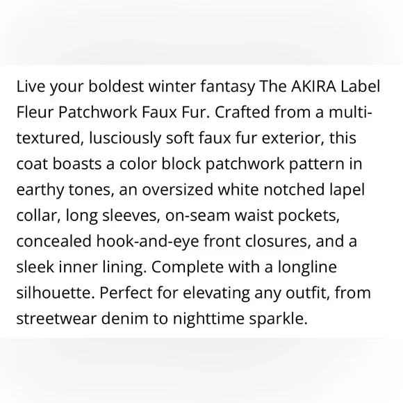 NWT Akira Patchwork Faux Fur Coat in Cream, Olive & Rust 1X /2X - Picture 10 of 12